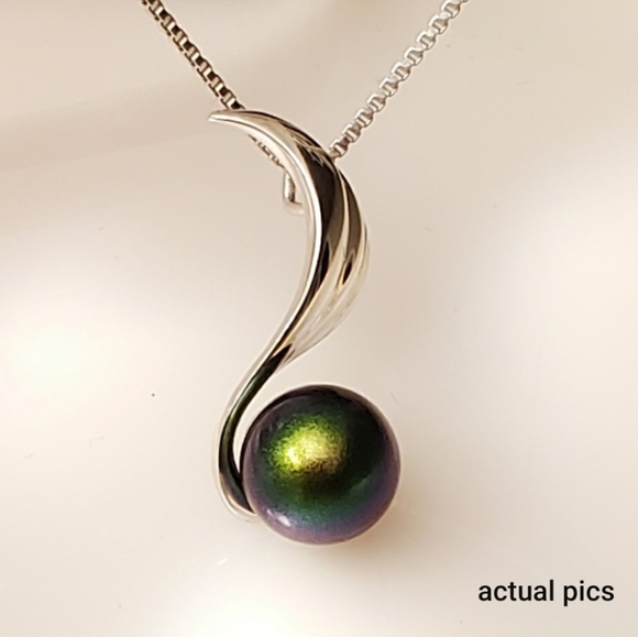 NEW Sterling Silver Eighth Note  Tahitian Pearl Pendant - Picture 4 of 8